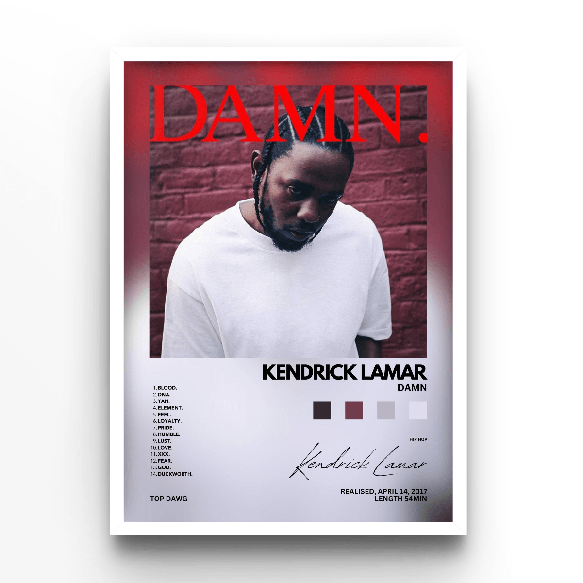 Kendrick Lamar Damn Album - A4, A3, A2 Posters Base - Poster Print Shop / Art Prints / PostersBase