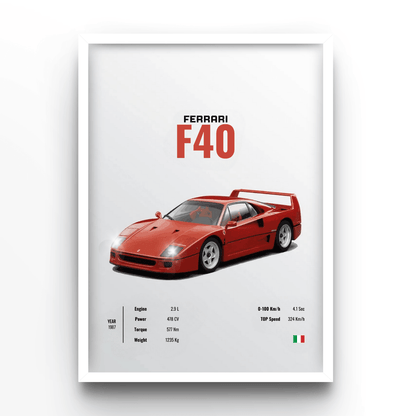 Ferrari F40 - A4, A3, A2 Posters Base - Poster Print Shop / Art Prints / PostersBase