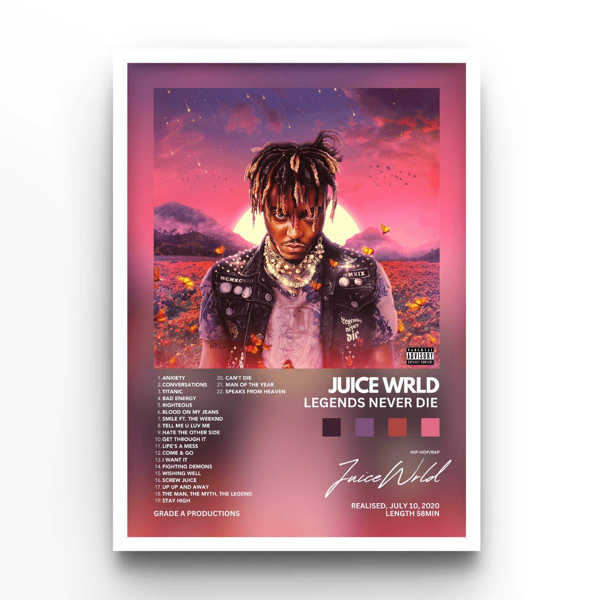 Juice Wrld Legends Never Die - A4, A3, A2 Posters Base - Poster Print Shop / Art Prints / PostersBase