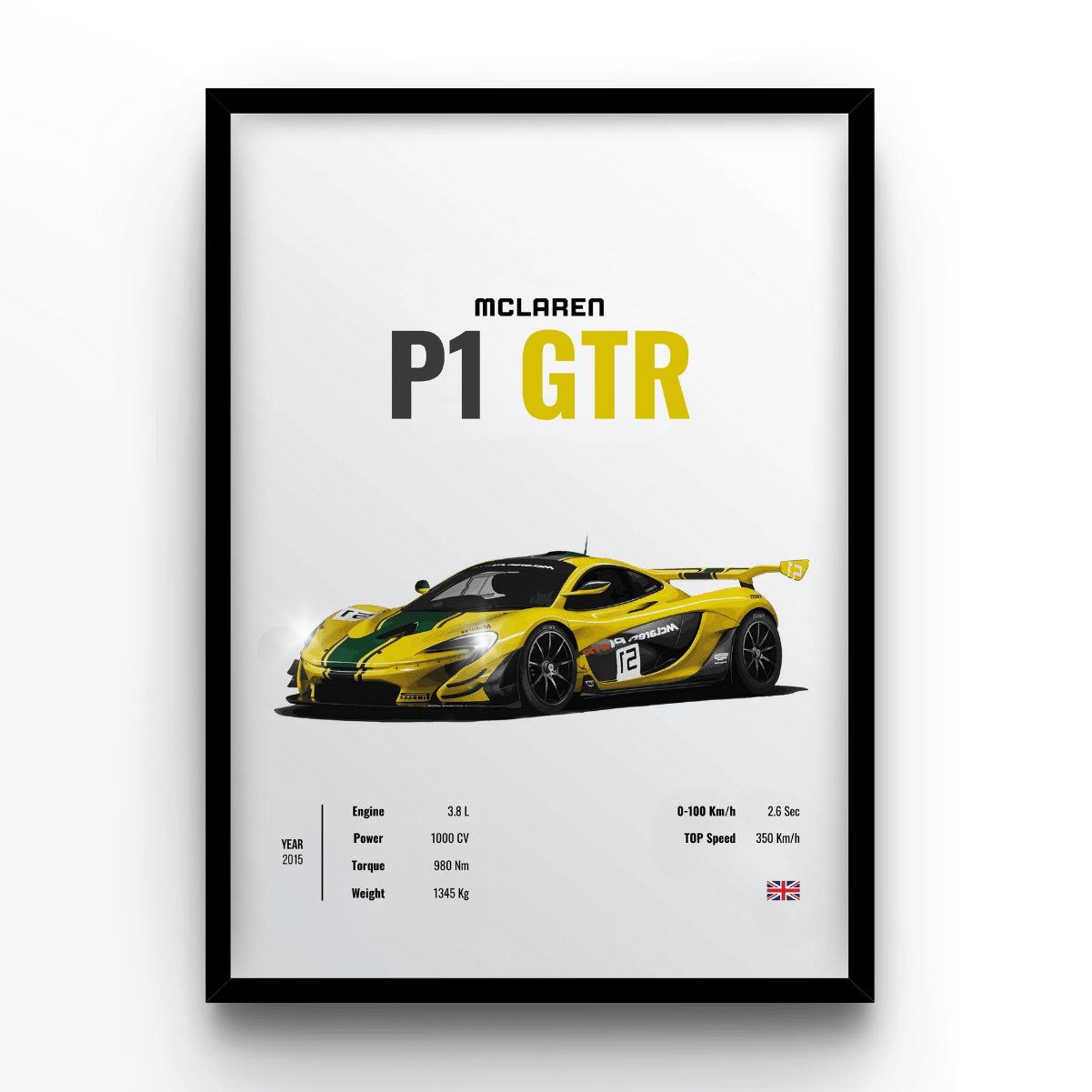 Mclaren P1 GTR - A4, A3, A2 Posters Base - Poster Print Shop / Art Prints / PostersBase