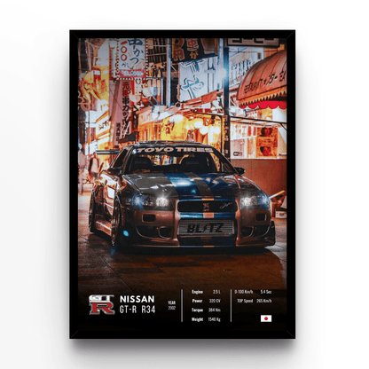 Nissan GT-R R34 Collector - A4, A3, A2 Posters Base - Poster Print Shop / Art Prints / PostersBase