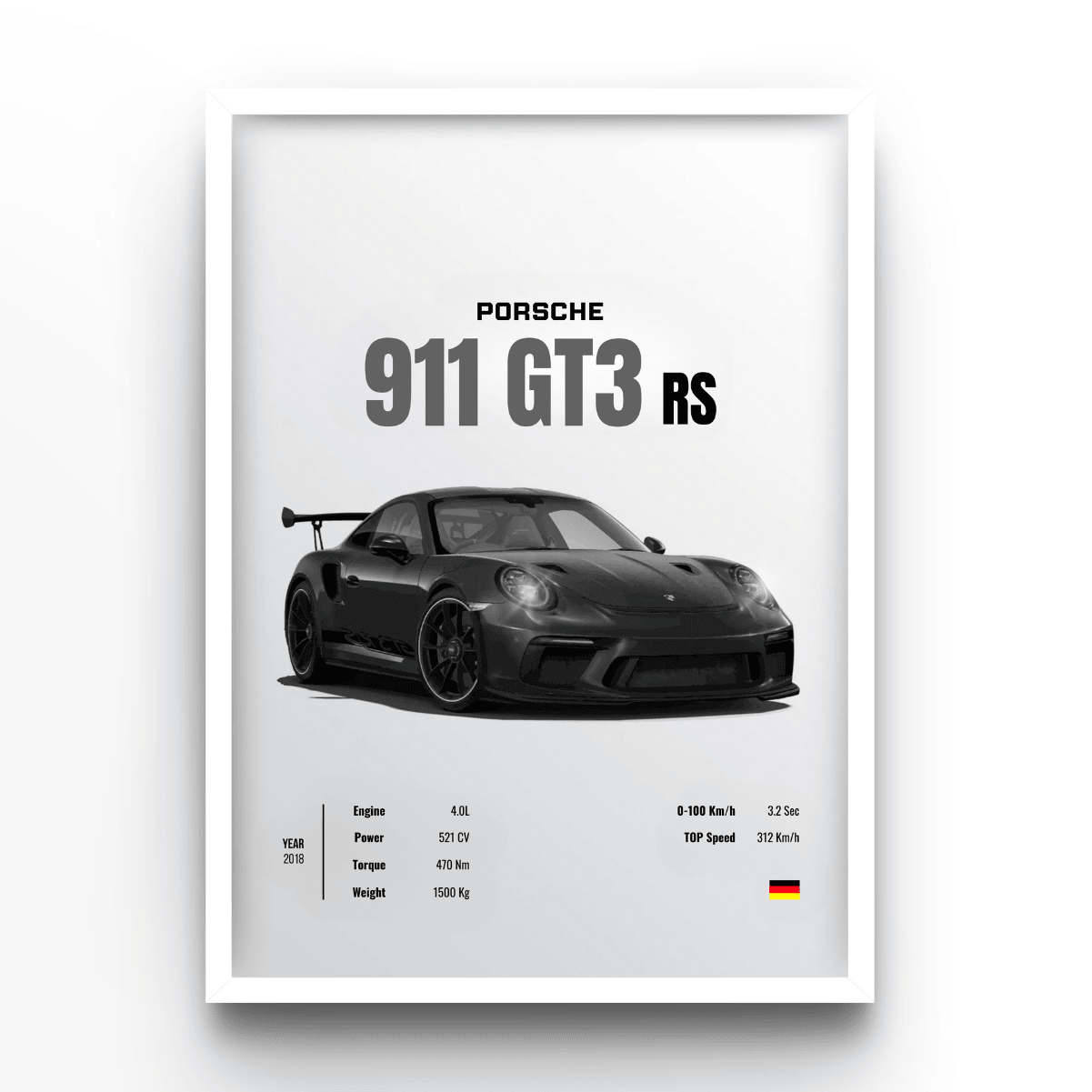 Porsche GT3 RS - A4, A3, A2 Posters Base - Poster Print Shop / Art Prints / PostersBase